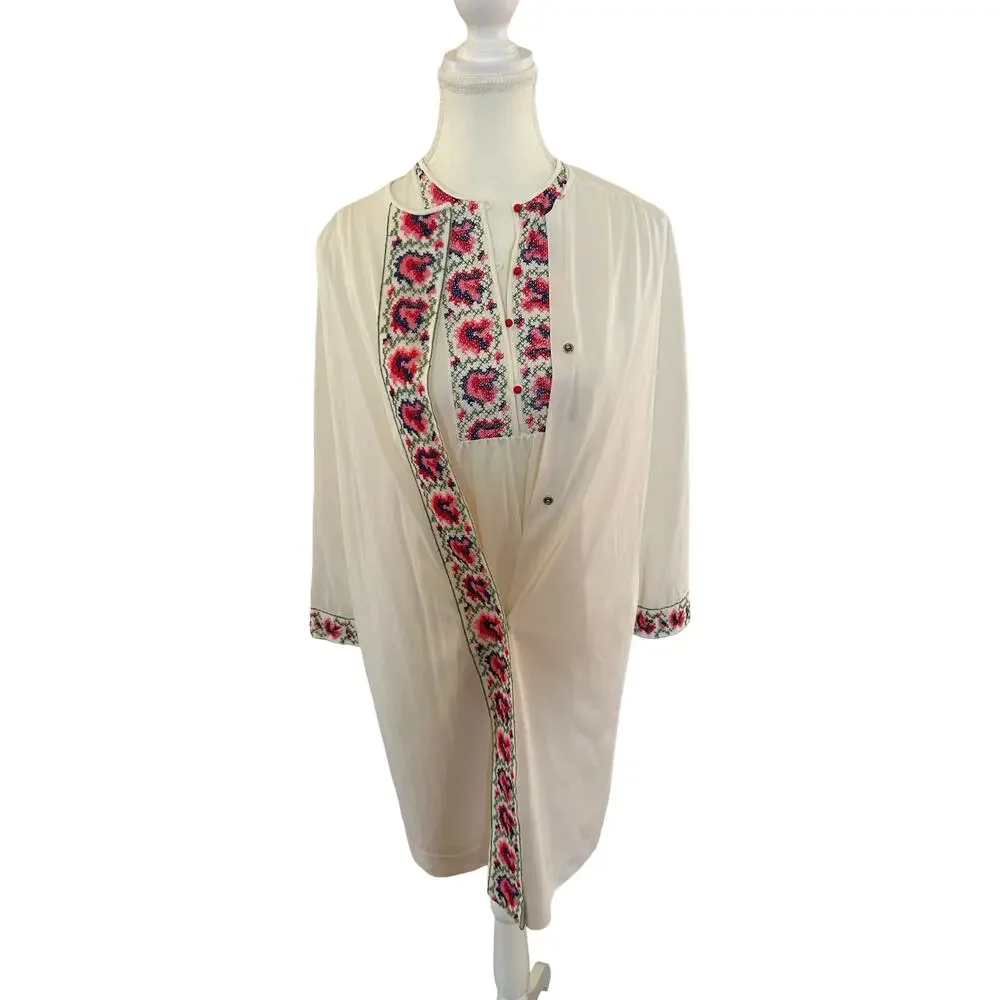Vintage 1970s Embroidered Nightgown + Housecoat Set •  2‑Piece Set - Picture 8 of 8
